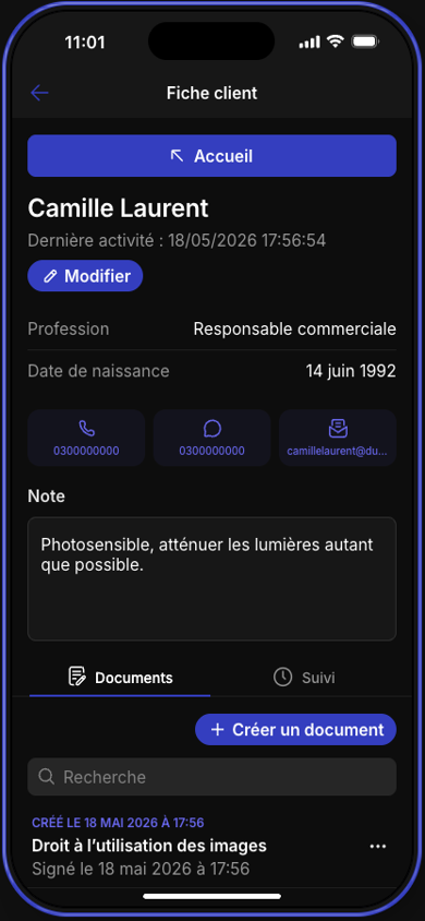 Aperçu réel de l'application Consentify